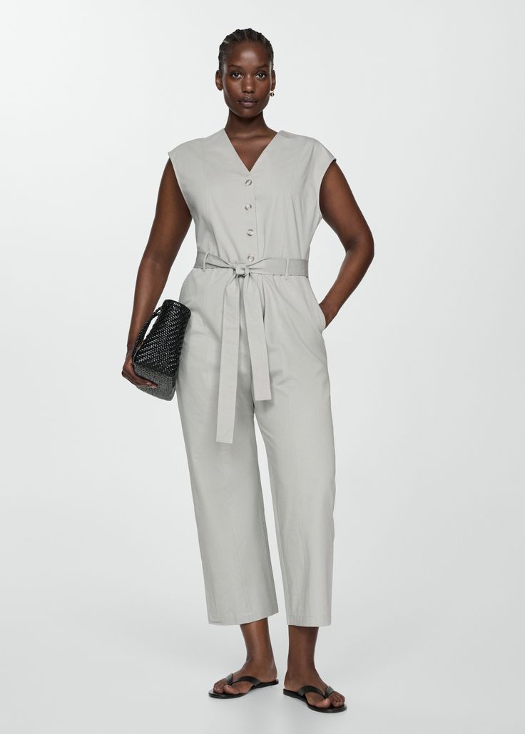 100% cotton jumpsuit V-neck Jumpsuits And Rompers With Pockets For Work, Chic Cotton Jumpsuits For Work, Chic Cotton Jumpsuits And Rompers For Work, Casual Cotton Jumpsuits And Rompers For Work, Cotton Workwear Jumpsuits And Rompers With Pockets, Summer Cotton Jumpsuits And Rompers For Work, Cotton Summer Jumpsuits And Rompers For Workwear, Cotton Jumpsuits And Rompers With Pockets For Work, Cotton Jumpsuits And Rompers For Summer Workwear