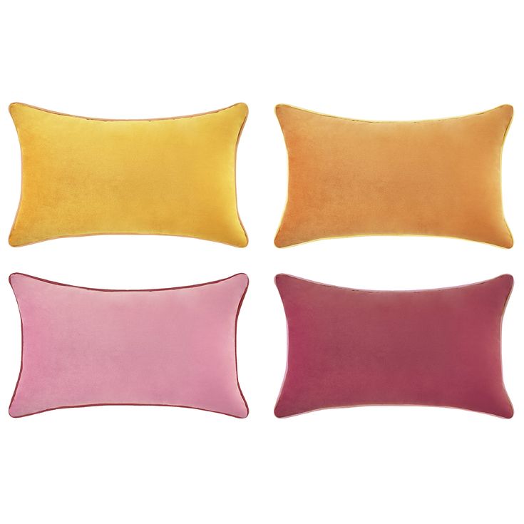 PRICES MAY VARY. 100% Velvet SET OF 4: Includes 1 bright yellow velvet pillow + 1 honey yellow velvet pillow + 1 pink velvet pillow + 1 pink ochre velvet pillow COVERS ONLY: 12 x 20 inches (approx. 30 x 50 cm). Pillow inserts NOT included SIGNATURE PILLOWS: If you love color, don’t settle for just one. These color block style pillows are sure to become one of your favorite items in your home! PREMIUM QUALITY: Soft to the touch and comfortable to lay on. Strong chain stitches and color coordinate Statement Pillows, Pink Velvet Pillow, Statement Pillow, Bright Pillows, Velvet Set, Honey Yellow, Rectangular Pillow Cover, Pink Pillows, Round Pillow