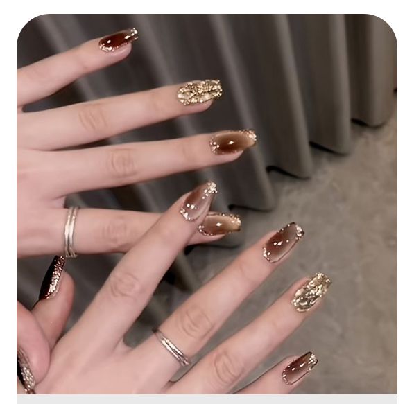 Brown Nails With Design, Crackle Nails, Seashell Nails, Nails With Design, Mint Green Nails, Bee Nails, Aura Nails, Thanksgiving Nail Designs, New Years Eve Nails