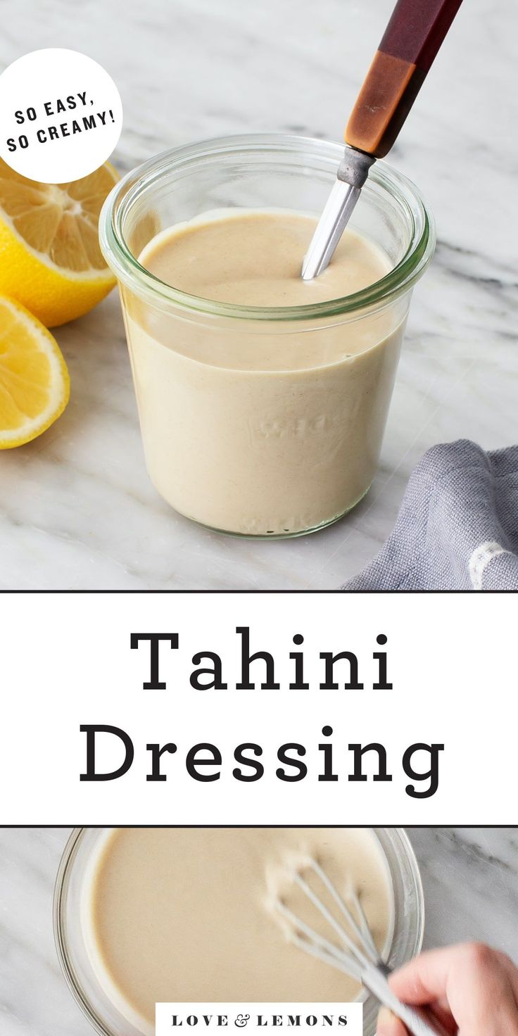 there is an image of tahini dressing