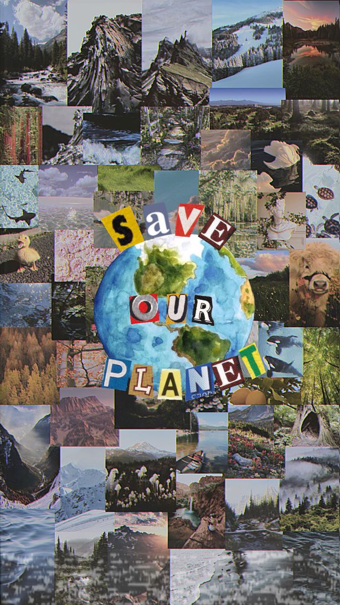 a collage of photos with the words save our planet