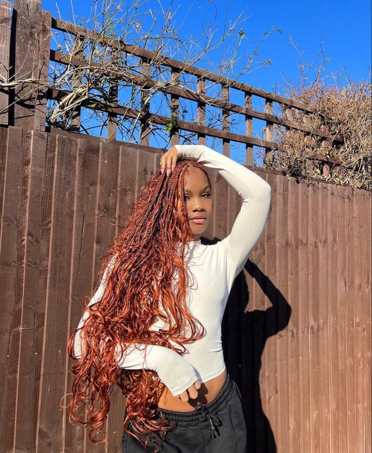 Auburn Braids Black Women, Tobi Ojora, Beginner Hairstyles, Ginger Body Wave, Box Braids Goddess, Hairstyles Ginger, Ginger Knotless Braids, Deep Wave Crochet Hair, Ginger Braids