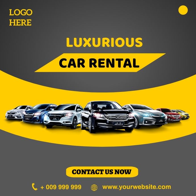 an advertisement for a car rental company with cars lined up in the same color scheme