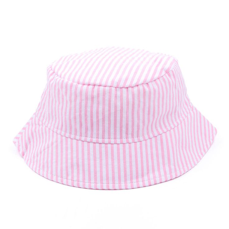 This Stripe Sun Hat is the perfect way to keep your little one from getting too much sun while still letting them have some fun! With UPF 50+ protection, this hat helps ensure your toddler stays safe in the sun. Available in sweet colors to suit your style, you can personalize this kids' bucket hat with a monogram for that extra special touch. Summer Bucket Hat With Adjustable Fit For Vacation, Adjustable Summer Bucket Hat For Vacation, Cute Adjustable Sun Hat For Summer, White Adjustable Summer Sun Hat, Summer Sun Hat With Uv Protection And Adjustable Fit, Cute Adjustable Fit Sun Hat For Beach, Pink Vacation Hats With Uv Protection, Adjustable Fit Summer Sun Hat With Uv Protection, Pink Vacation Hat With Uv Protection