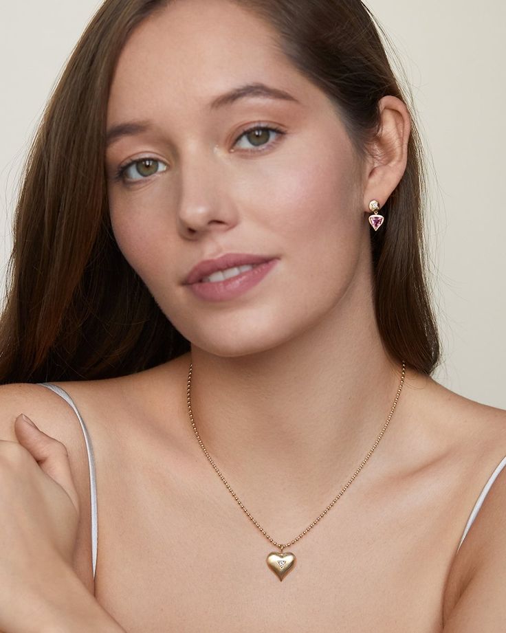 18K Yellow Gold Heart Pendant Necklace with Diamonds, .11 TCW16 Inches, Pendant is 5/8 Inch Diameter Style# YNHPW Gold Heart Pendant, Heart Pendant Gold, Gold Heart, Heart Pendant Necklace, Heart Of Gold, Heart Pendant, Pearl Earrings, Gold Necklace, Diamonds