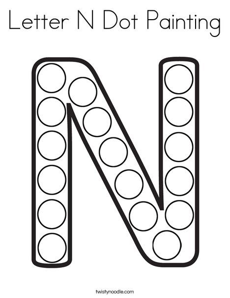 the letter n dot painting worksheet with dots and circles in black and white