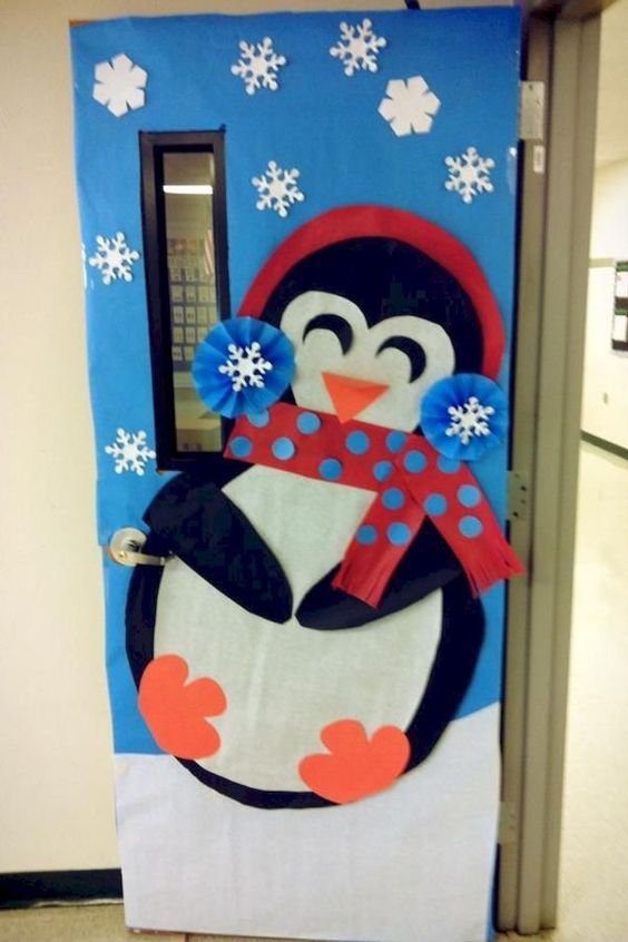 a door decorated to look like a penguin