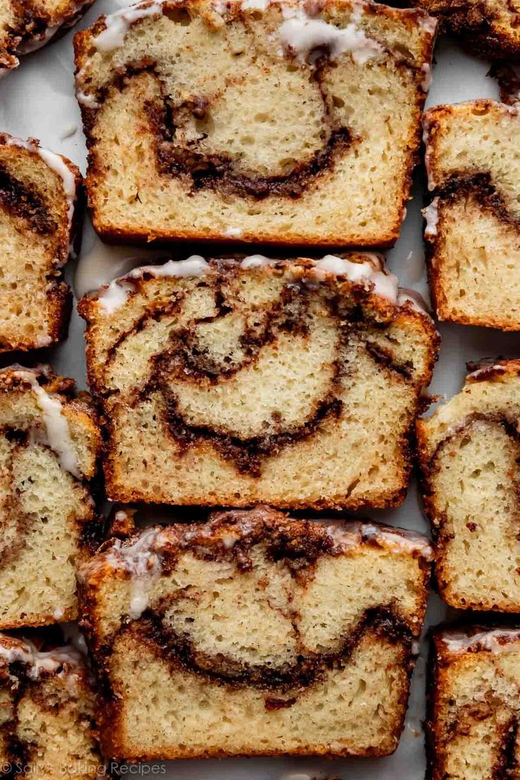 slices of cinnamon swirl bread on a white plate