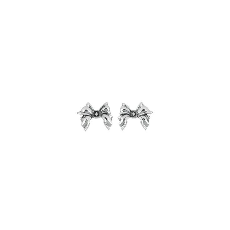 Earrings Mini Bow - Pregomesh White Gold Bow Earrings For Gift, Sterling Silver White Gold Earrings With Bow, White Gold Sterling Silver Earrings With Bow, Classic Bow Earrings For Anniversary, Silver Bow Earrings For Anniversary, Classic Bow Earrings For Party, Elegant Formal Earrings With Decorative Bow, Silver Bow Jewelry For Evening, White Bow Earrings For Anniversary