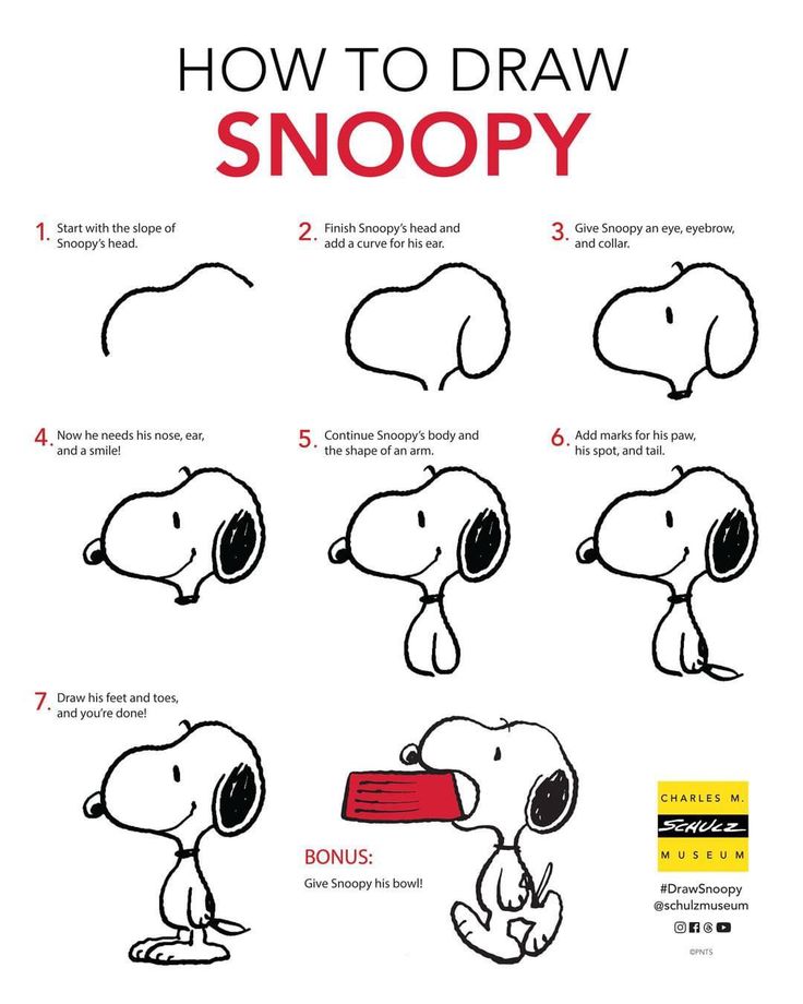 how to draw snoopy from the peanuts cartoon character in easy step - by - step instructions