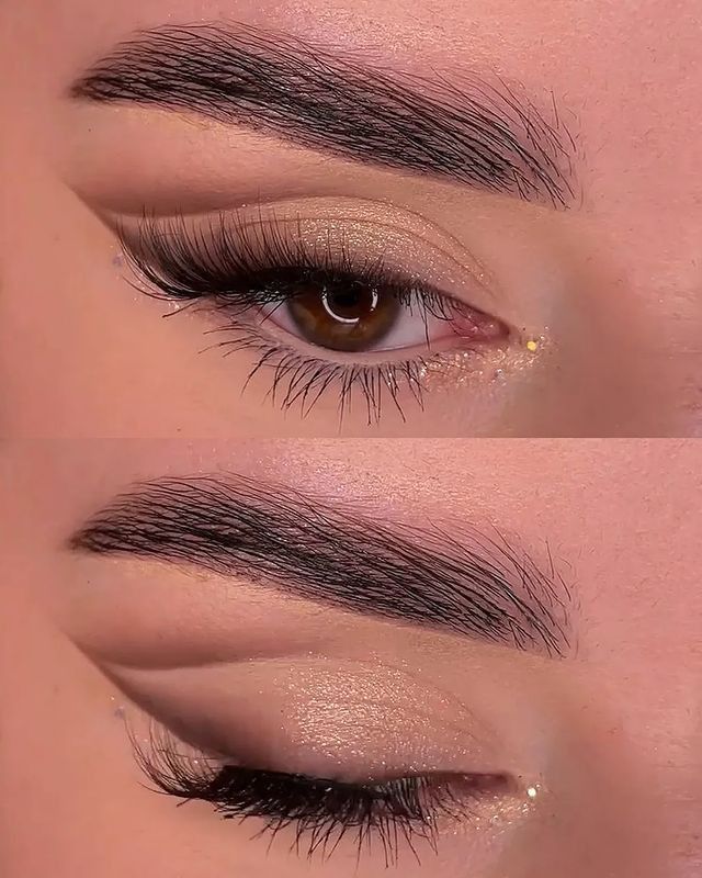 Smoky Liner Makeup, Makeup For Wedding Party, Eye Makeup Everyday, Christmas Makeup Looks Simple, Eye Makeup Brown Eyes, Simple Christmas Makeup, Glitter Makeup Ideas, Cute Eyeshadow, Gold Make Up