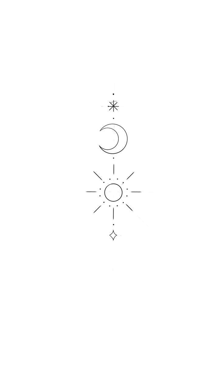 a line drawing of the sun and moon