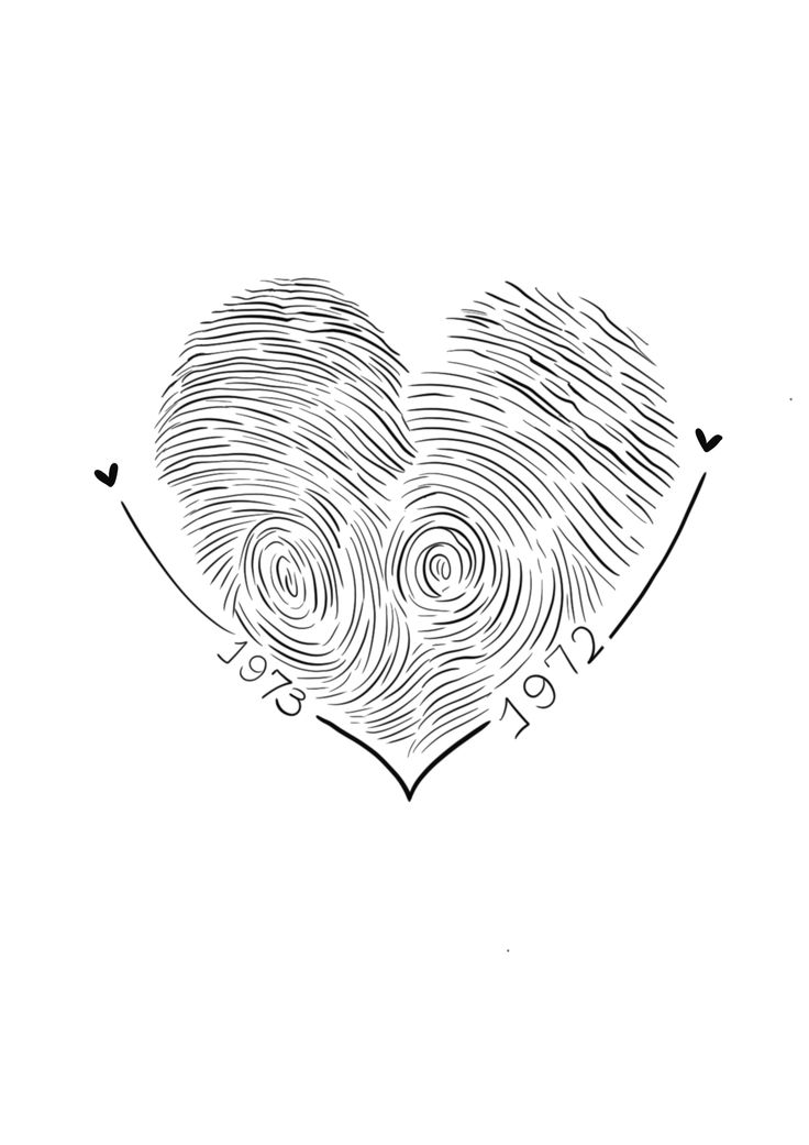 a drawing of a heart with two fingerprints