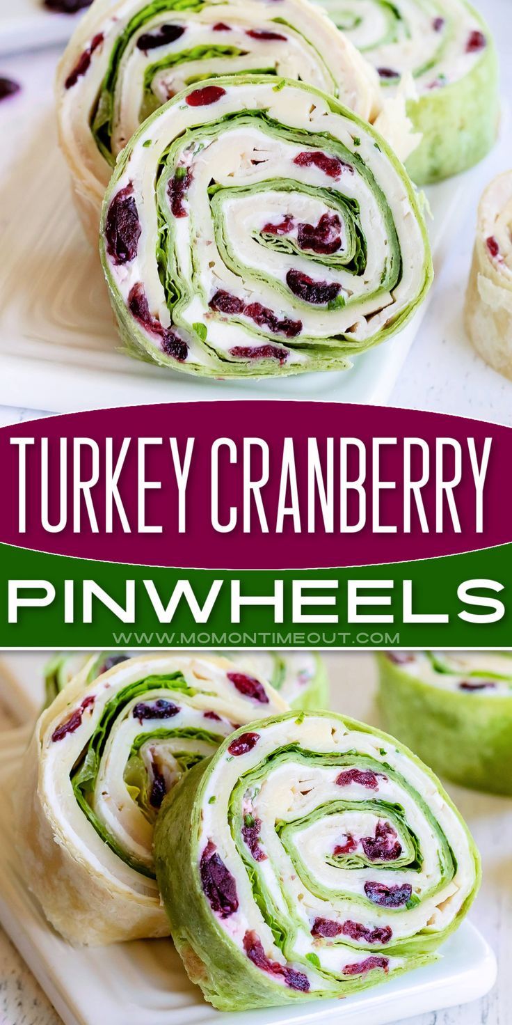 this is an image of turkey cranberry pinwheels