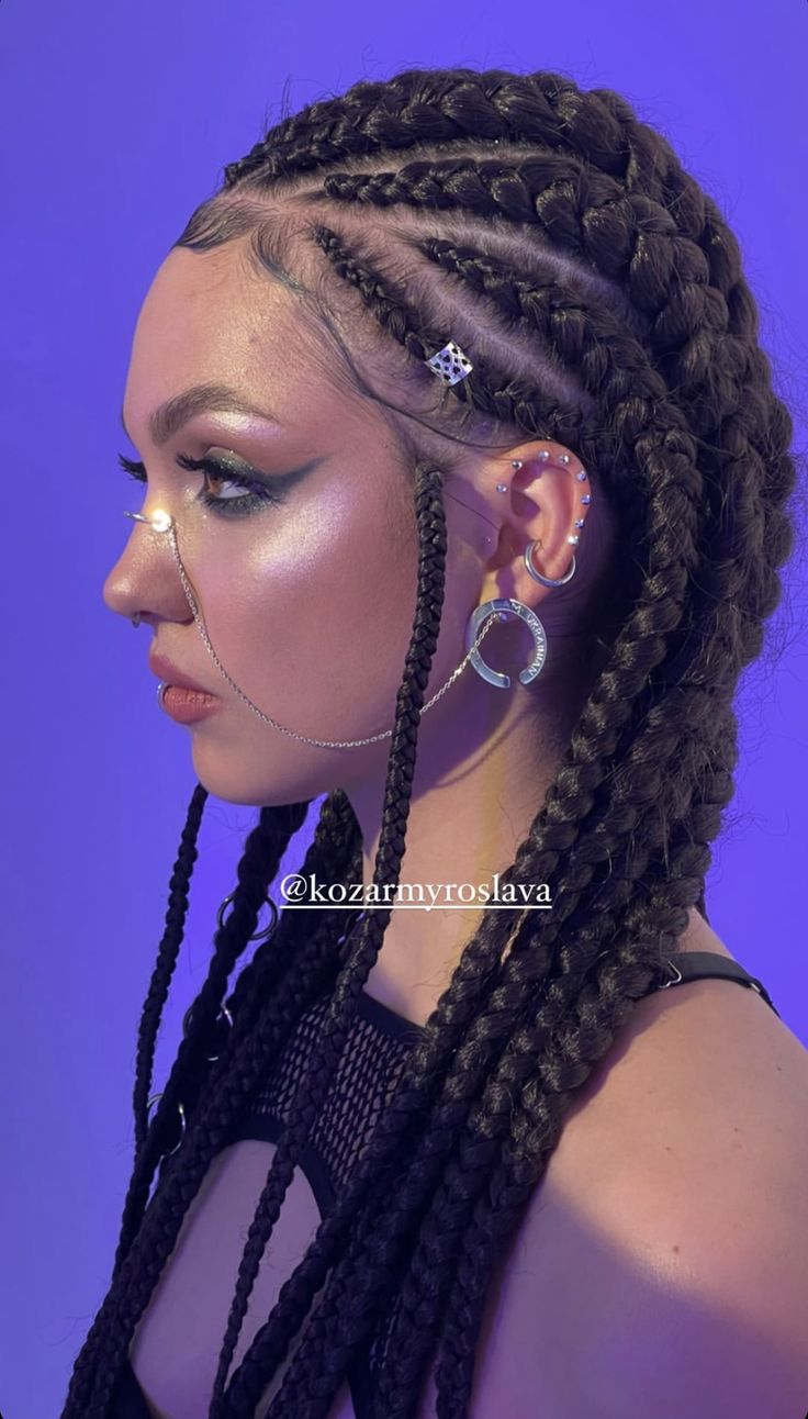 Sagittarius Hairstyle, Boxing Braids, 2 Braids Hairstyles, Aesthetic Surgeon, Hair Stail, Hair Braid Patterns, Hair Styels, Dyed Curly Hair, Rave Hair