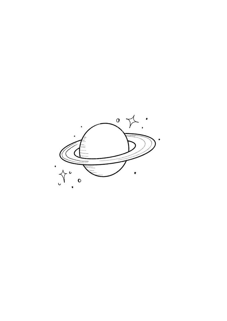 a black and white drawing of saturn