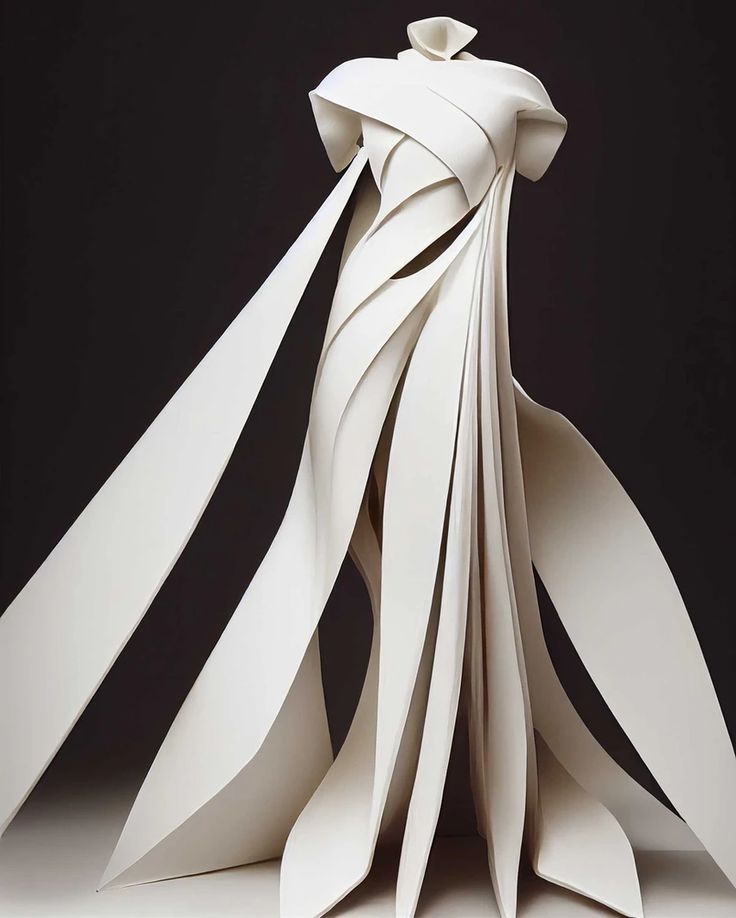 an abstract sculpture made out of white paper