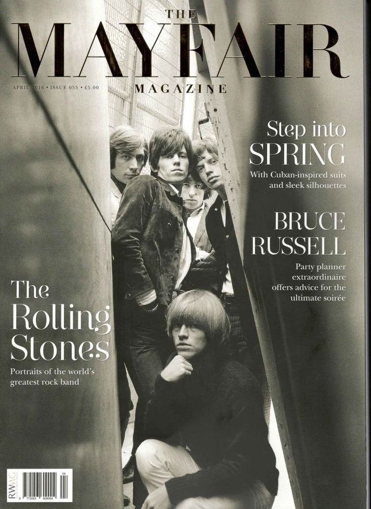 a magazine cover with the rolling stones on it's front and back pages in black and white