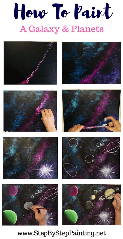 how to paint galaxy and planets with the text, how to paint galaxy and planets