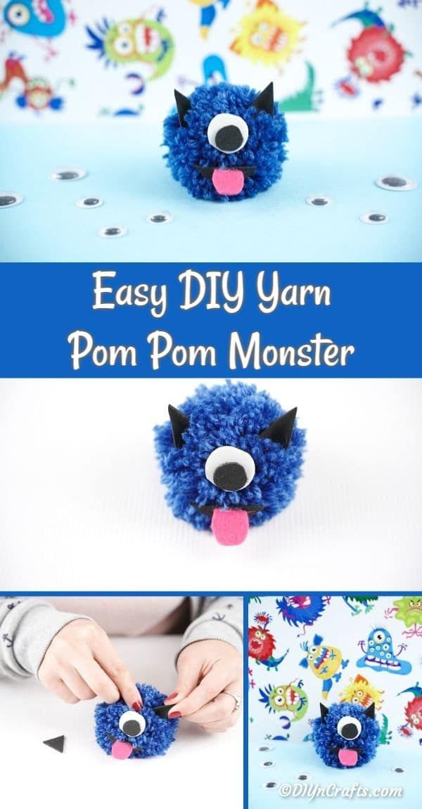 an easy diy yarn pom - pom monster