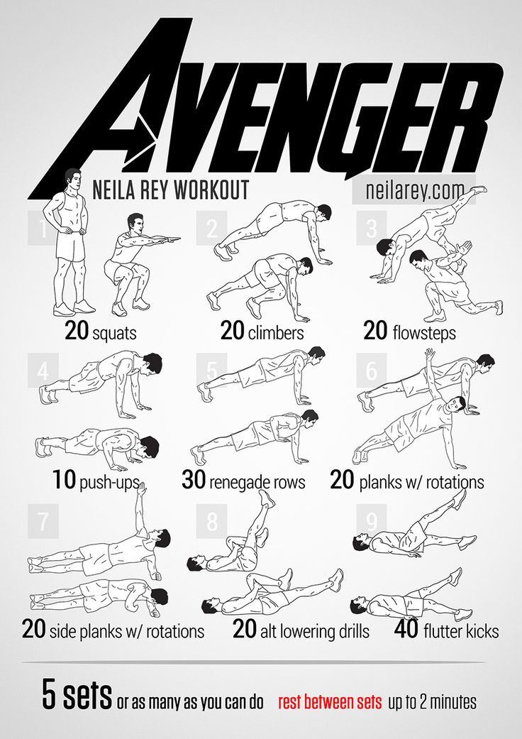 the avengers workout poster shows how to do an exercise with one hand and two hands