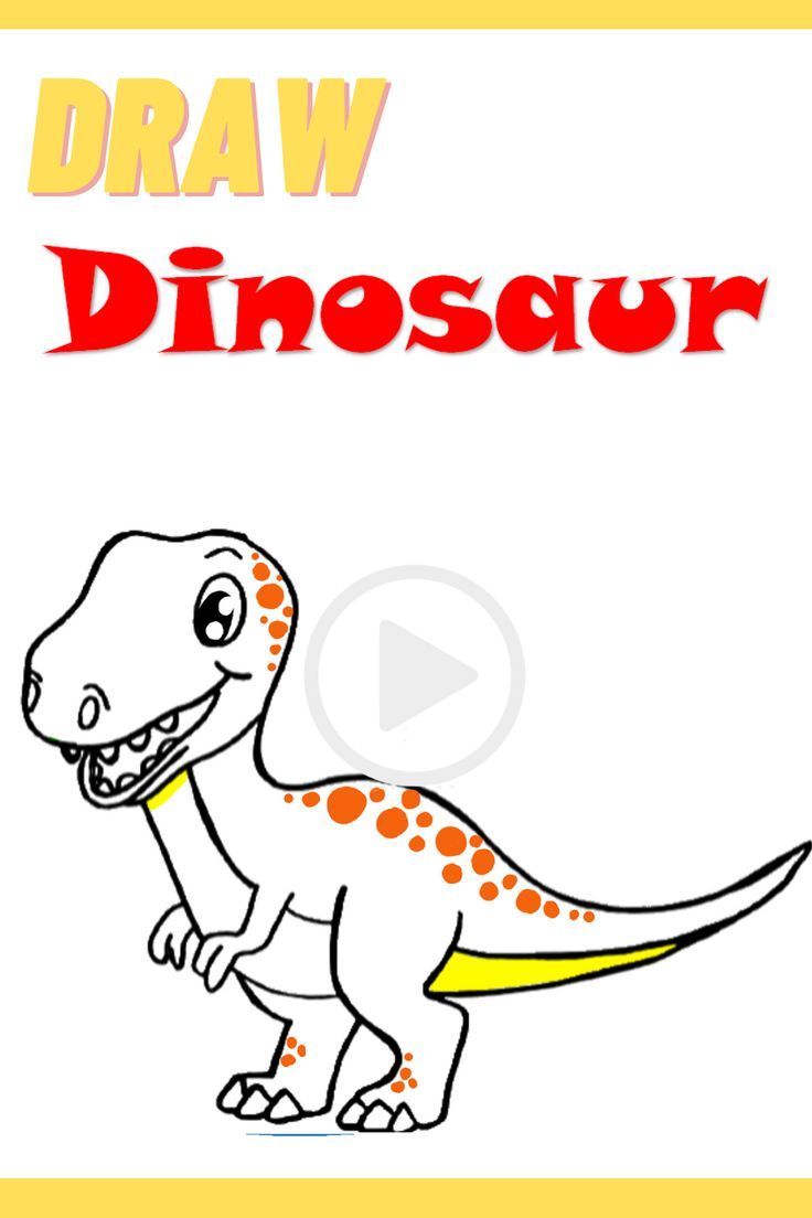 a drawing of a dinosaur with the words draw dinosaurs in red, yellow and orange