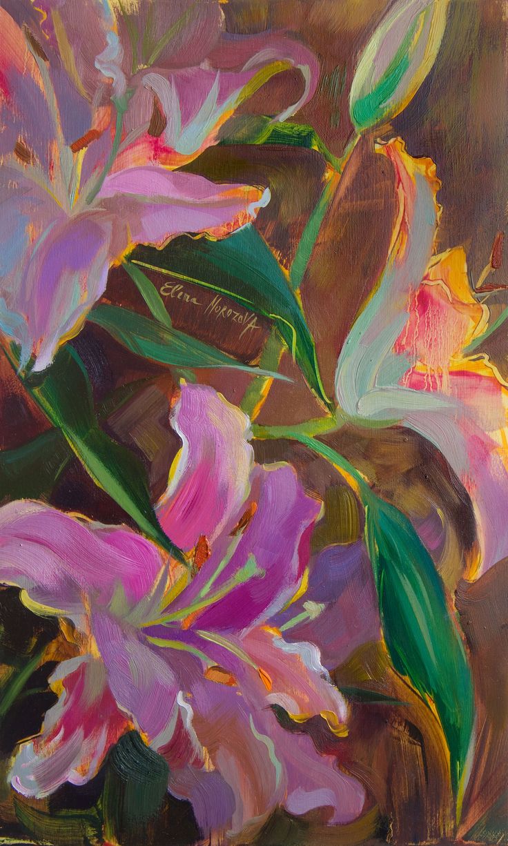 Bright pink lilies painted with oil Piskel Art, Lily Painting, Art Realism, Arte Inspo, Realism Art, Art Subject, Flower Art Painting, Painting Inspo, Art Buyer