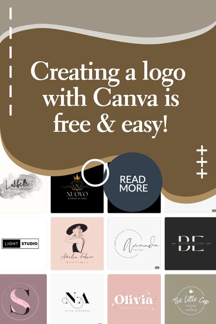 an advertisement for a company with the words creating a logo with canva is free and easy