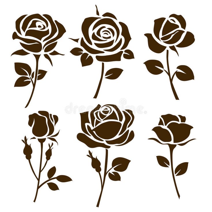 Flower icon. Set of decorative rose silhouettes stock illustration Illustration Rose, Flower Icon, Rose Stencil, Rose Illustration, Flower Icons, Flower Stencil, Stencil Patterns, Vector Flowers, Rose Icon