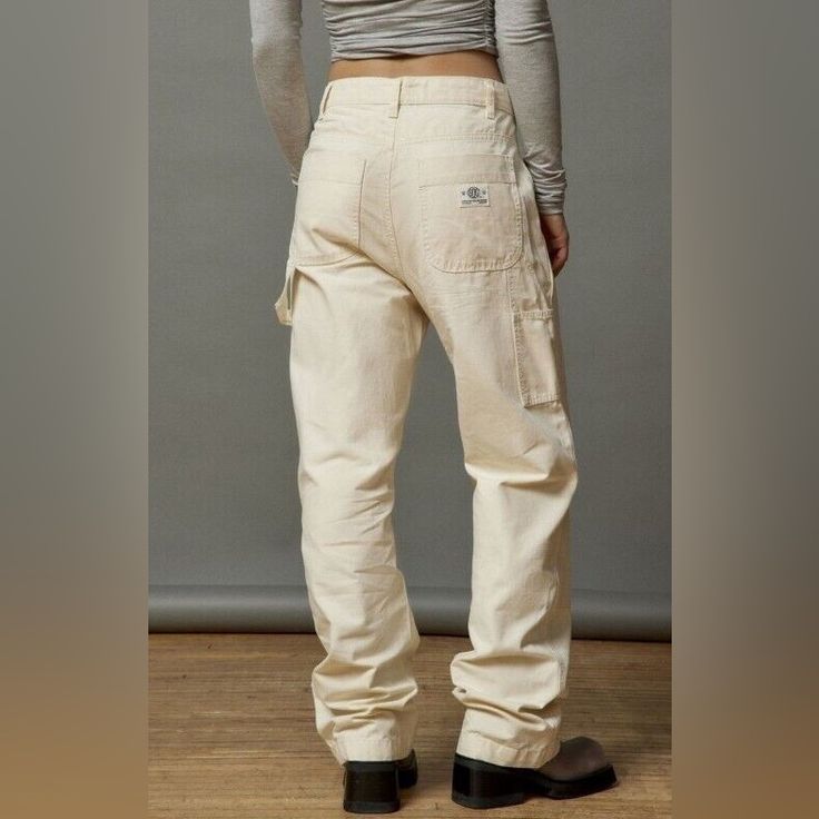 Brand New Never Worn. Still Have Tags And The Bag From Shipping $45 Obo White Utility Bottoms For Everyday, Trendy Cream Bottoms For Everyday, Everyday Cream Pants With Pockets, Fitted Cream Bottoms For Everyday Wear, Cream Cotton Utility Bottoms, Off White Slim Fit Bottoms With Pockets, Fitted Off-white Bottoms With Pockets, Fitted Off White Bottoms With Pockets, Double Knee Carpenter Pants