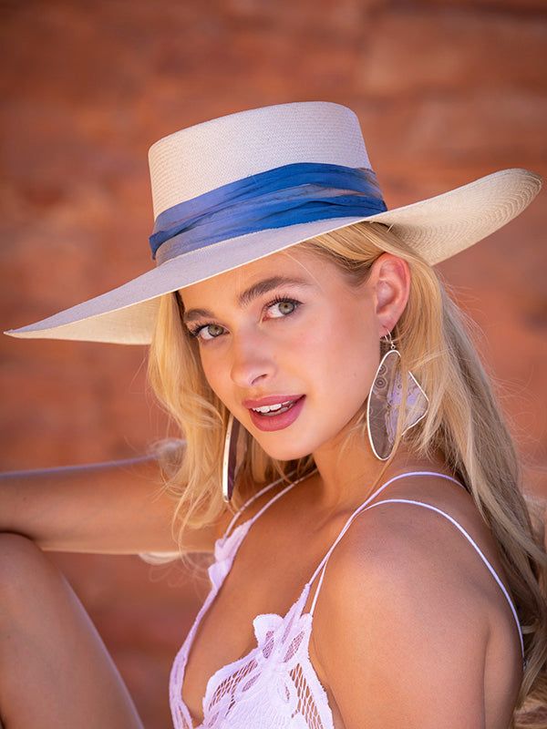 Fine Weave Panama Hat hand-woven in Ecuador. The Gambler flat brim has a great low crown and a 4.5 inch brim. I love the shade of a flat brim and its low crown looks great on everyone! This is by far my best selling summer hat, light as a feather and cool on a hot summer day! I have several hats in-stock in grade 10 with leather sweatbands. Shown in our Jumpin' Jasper hatband and our Navy silk. Each sold separately, I have lots of colors of silk, so reach out to design. Large brim hats are almos Woven Boater Hat With Curved Brim In Toquilla Straw, Natural Woven Fedora, Woven Toquilla Straw Boater Hat With Curved Brim, Summer Handwoven Brimmed Hat Bands, Handwoven Flat Brim Fedora In Toquilla Straw, Woven Toquilla Straw Fedora With Flat Brim, Handwoven Fedora With Flat Brim In Toquilla Straw, Casual Handwoven Panama Hat With Flat Brim, Summer Fedora With Handwoven Flat Brim