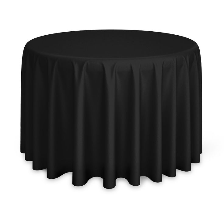 a round table with black cloth on it