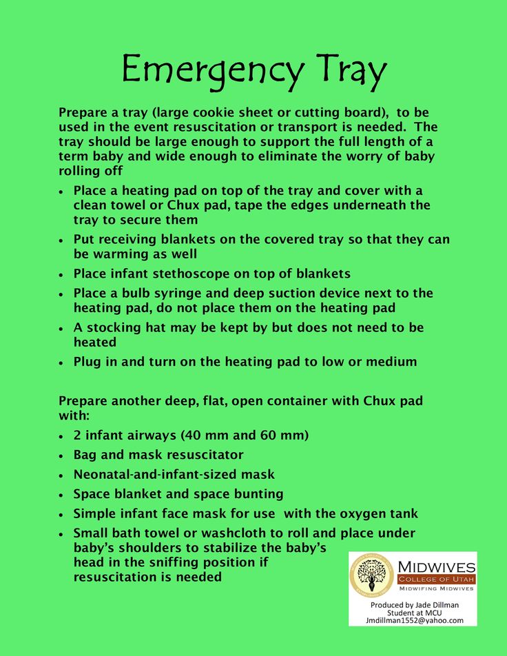 a green poster with the words emergency tray written in black and white, on it