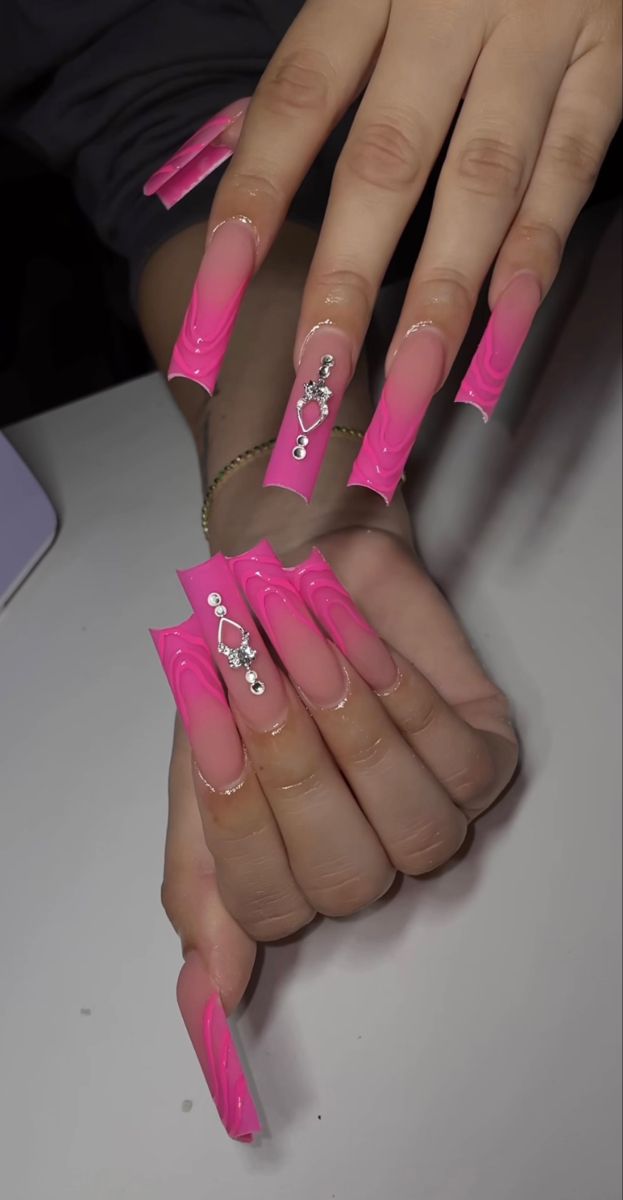 Barbie Acrylics, Barbie Nail Designs, Barbie Acrylic Nails, Barbie Nails Design Ideas, Pink Barbie Nails, Barbie Nails, Aqua Nails, Summer Gel Nails, Fall Nail Art Designs