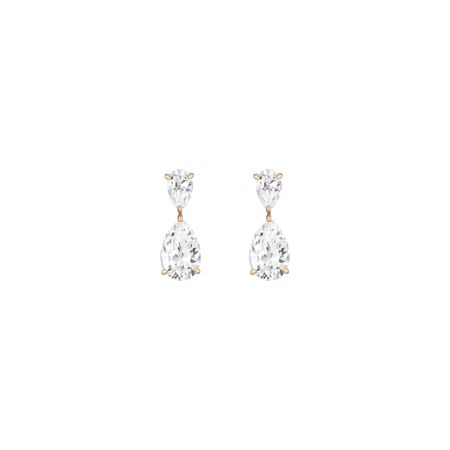 two stone drop earrings in yellow gold and white topazte, set with diamonds