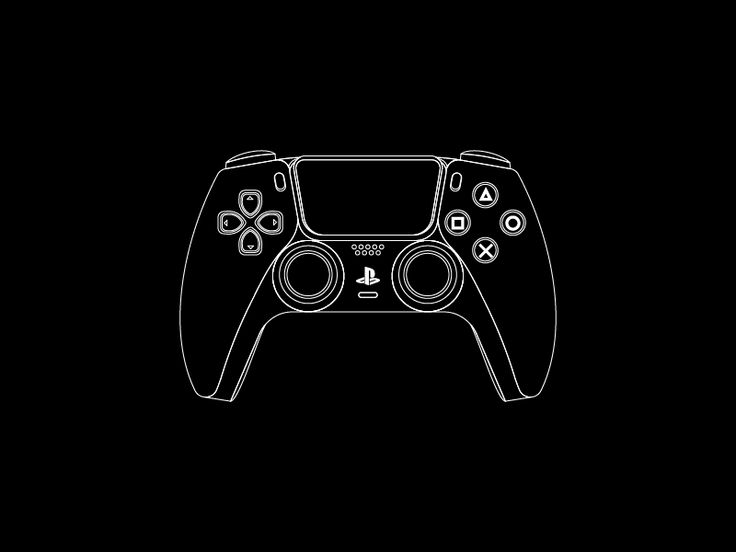 a black and white drawing of a video game controller