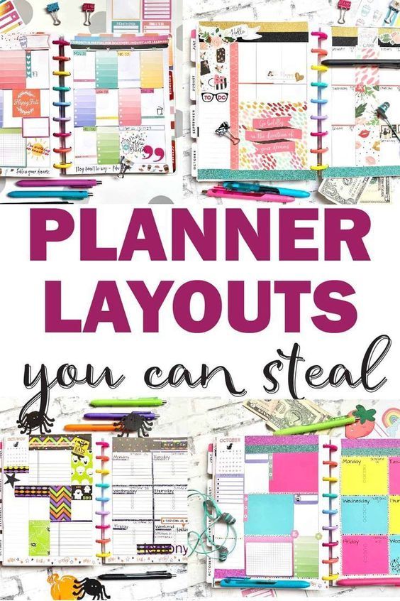 planner layouts with the words planner layouts you can steal on top and bottom