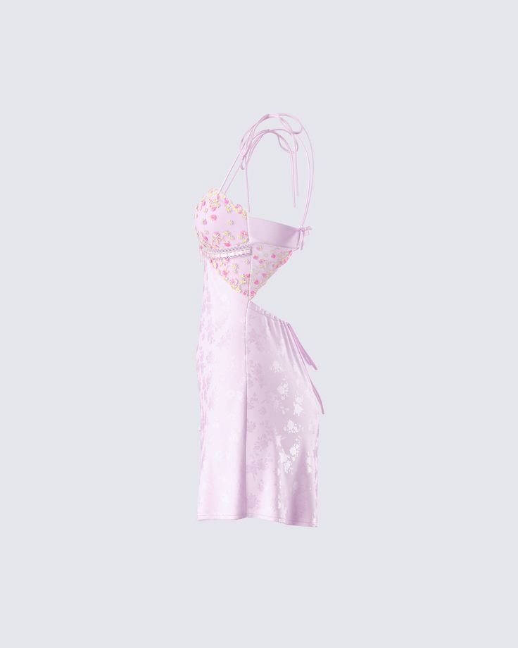 Very demure… very cutesy 🎀 Made from jacquard fabric and embroidered mesh, this pink mini slip dress is complete with a satin ribbon and lace trim for a look that will bring out your sweet side in all the best ways possible 😌 Glinda Core, Slip Dress Aesthetic, Pink Hoco Dress, Birthday Blast, Coquette Clothing, 16 Candles, Prom Inspo, Dresses Aesthetic, Eighth Grade