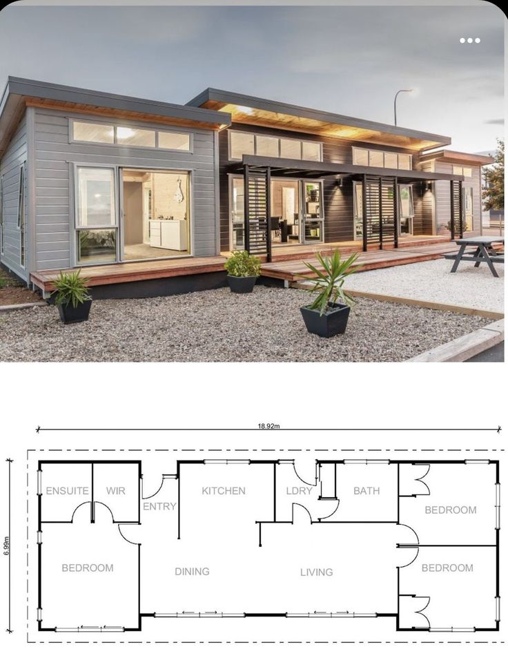 the floor plan for a small house with two bedroom and an attached living room, is shown