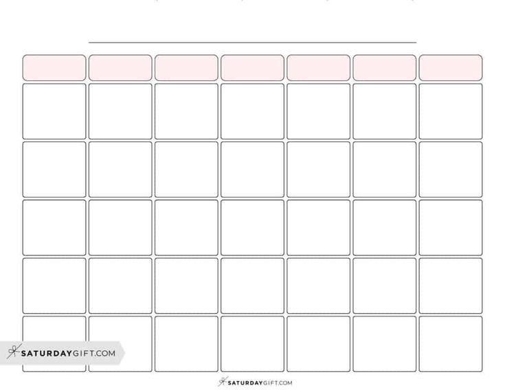 the printable calendar is shown with pink and white squares on it, which are blank for