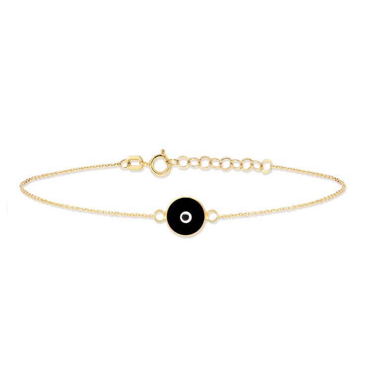 PRICES MAY VARY. INSPIRATION: Be safe in style with the 14k gold evil eye bracelet. Ward off the bad energy and bad fortune around you with a black touch. MATERIAL: Handmade with the highest quality US-sourced real gold. 14k solid gold is nickel-free, allergy-free, and lead-free. Real gold is a perfect choice that doesn’t oxidize, discolor or lose its shine. AUTHENTICITY CERTIFICATE: Made from 100% real gold with world-class craftsmanship and passed multiple quality checkpoints at every step. Ea Black Evil Eye Bracelet, Black Evil Eye, Gold Evil Eye Bracelet, White Evil Eye, Eye Bracelets, Protection Jewelry, Diamond Videos, Gold Bracelet For Women, Gold Diamond Jewelry