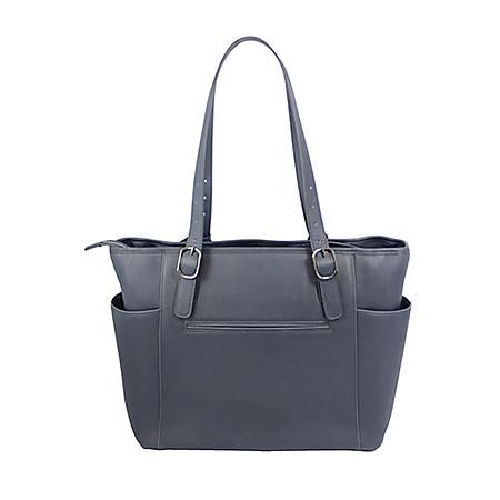 Add some style to your everyday look with the Francine Great Ladies Tote. Made with blue vegan leather and silver hardware, this tote adds a touch of elegance to any outfit. It also features a padded laptop section that fits up to 15.6" devices, making it both fashionable and functional. Don't miss out on this closeout deal! Measuring 19" in length, 5" in width, and 12" in height, it's the perfect size to carry all your essentials. Upgrade your accessory game with the Francine Great Ladies Tote. Tory Burch Perry Tote, Duck Bag, Neoprene Tote, Work Accessories, Vegan Leather Tote, Straw Tote Bag, Woven Tote Bag, Straw Tote, Market Tote