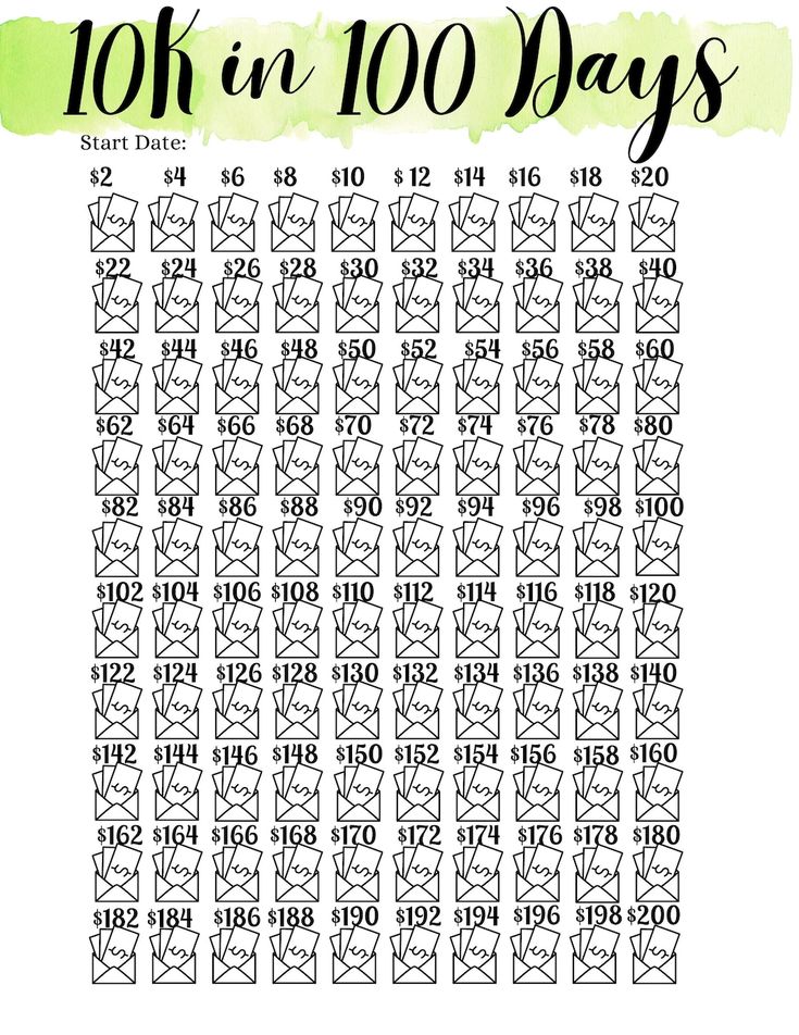 the 10k in 100 days printable