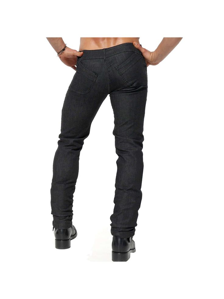 Men Casual Pants, Strapped Low-waisted Sexy Trousers Stretch High Waist Bottoms With Belt Loops, Slim Fit Bottoms With Five Pockets, Fitted High Waist Bottoms With Belt Loops, Stretch Straight Leg Jeans For Night Out, High Waist Bottoms With Belt Loops For Night Out, Full Length Stretch Jeans For Night Out, Stretch Full Length Jeans For Night Out, Edgy Mid-rise Non-stretch Pants, Casual Non-stretch Pants For Club