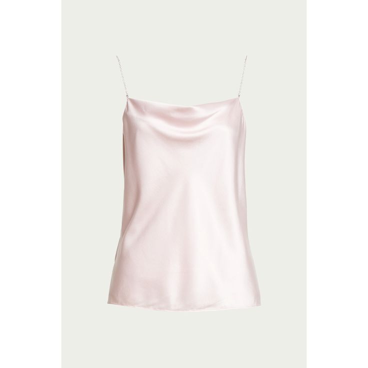 Made Of Lustrous Stretch-Silk, Cami Nyc's 'Busy' Camisole Is Updated With Dainty Heart Chain Straps. It Features A Cowl Neckline That Highlights Your Dcolletage And Is Finished Is A Soft Pink Hue. Wear Yours To Dress Up Jeans Or To Sharpen Soft Suits. Color: Frosting Fabrication: 92% Silk, 8% Spandex Care: Dry Clean Standard Clothing Sizing Feminine Silk Cami Tank Top, Silk Tank Top With Delicate Straps For Party, Feminine Silk Tank Top For Party, Pink Silk Top With Spaghetti Straps, Pink Silk Spaghetti Strap Top, Feminine Silk Camisole Tank Top, Elegant Pink Tank Top For Night Out, Pink Silk Cami Top, Feminine Satin Tank Top For Party