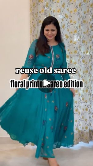 Dresses Out Of Sarees Design, Saree Transformation, Saree Reuse Ideas, Reuse Fashion, Reuse Old Clothes, Saree Ideas, Up Cycle, Style Hacks, Saree Floral