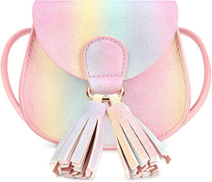 mibasies Kids Purse for Little Girls Toddler Crossbody Bag with Tassel Sparkly Purse, Bag With Tassel, Kids Purse, Toddler Girl Gifts, Cat Purse, Cute Rainbow, Girls Purse, Rainbow Glitter, Pink Purse