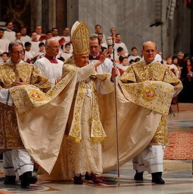 pope benedict leads the way to his audience