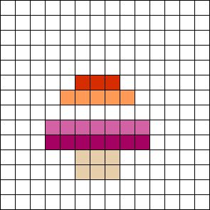 a cross stitch pattern with an orange and pink square in the center, on a white background