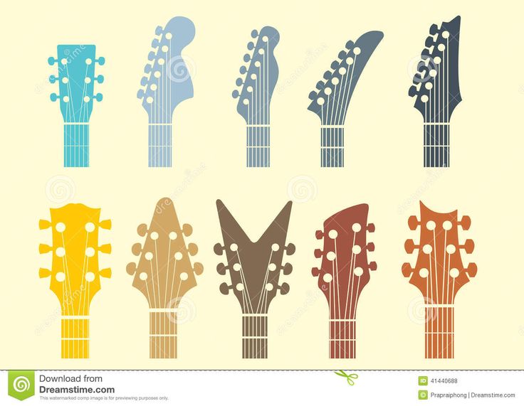 guitar heads in different colors and shapes on a white background stock photo - image 3497